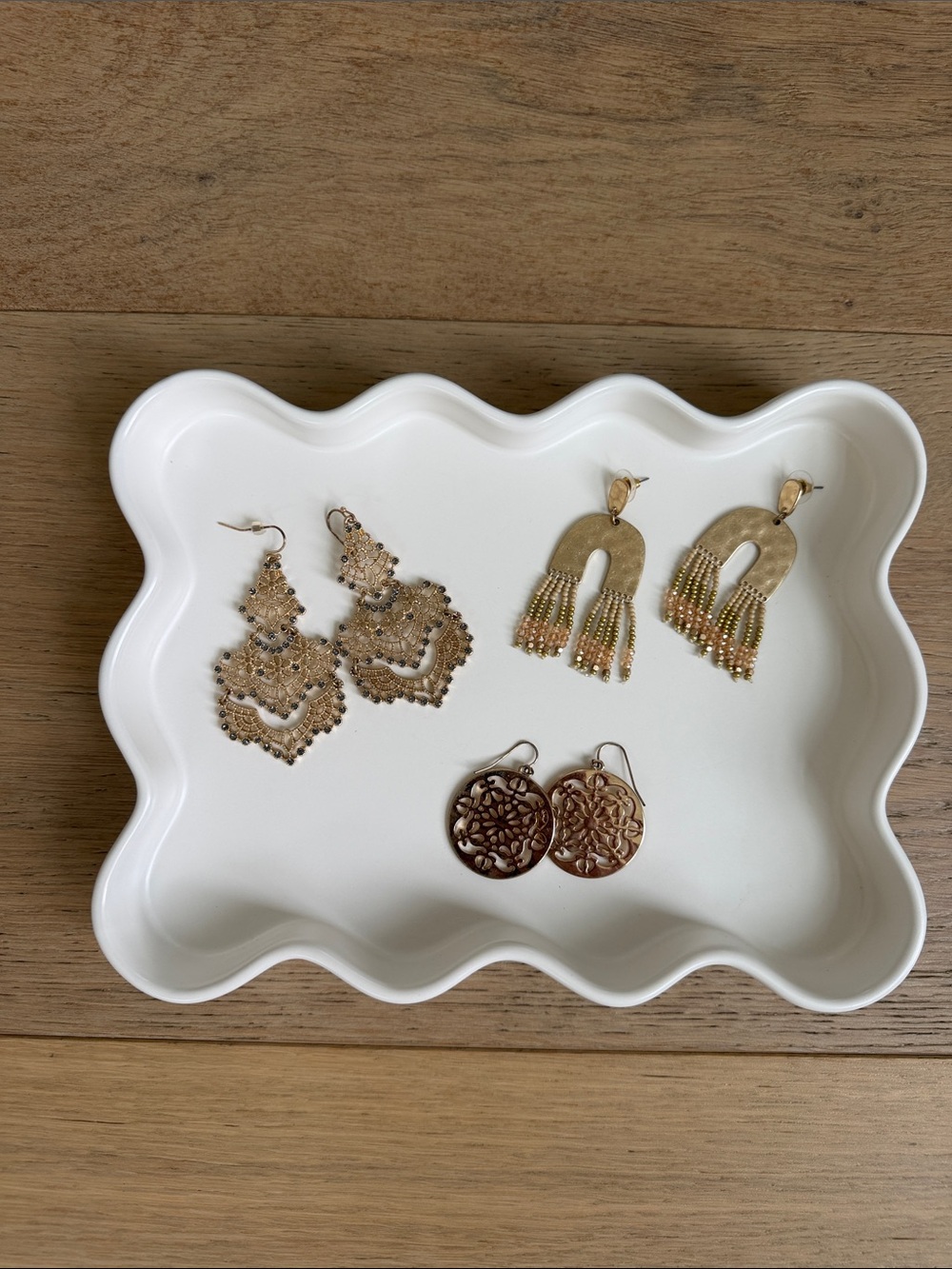 Three Pairs of Gold Chandelier Earrings
